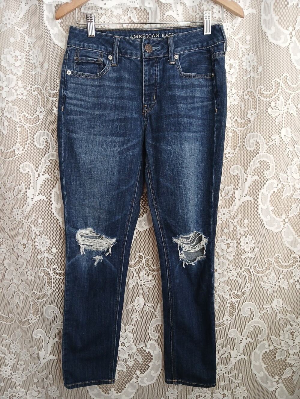 American Eagle Tomgirl Baggy Boyfriend Jeans Button Fly Dark Wash Size 0